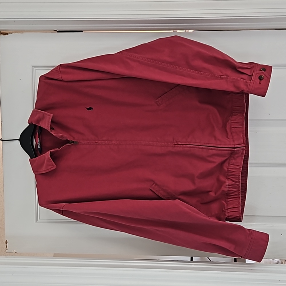 PRE-OWNED VINTAGE POLO
BY RALPH LAUREN SALMON
RED DENIM RUSTIC HIKING JACKET.